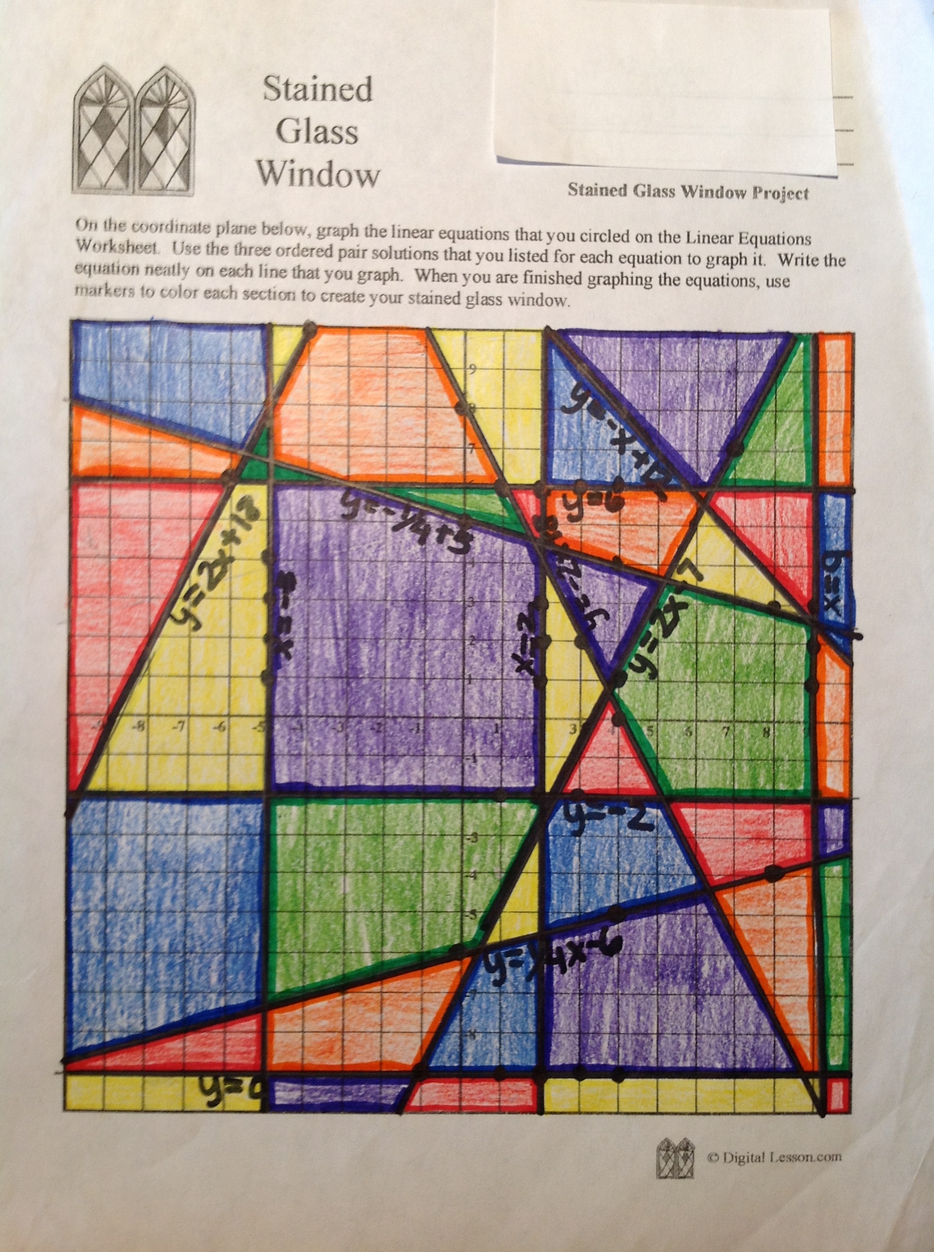 Stained Glass Math Activity | Linear Equations Project