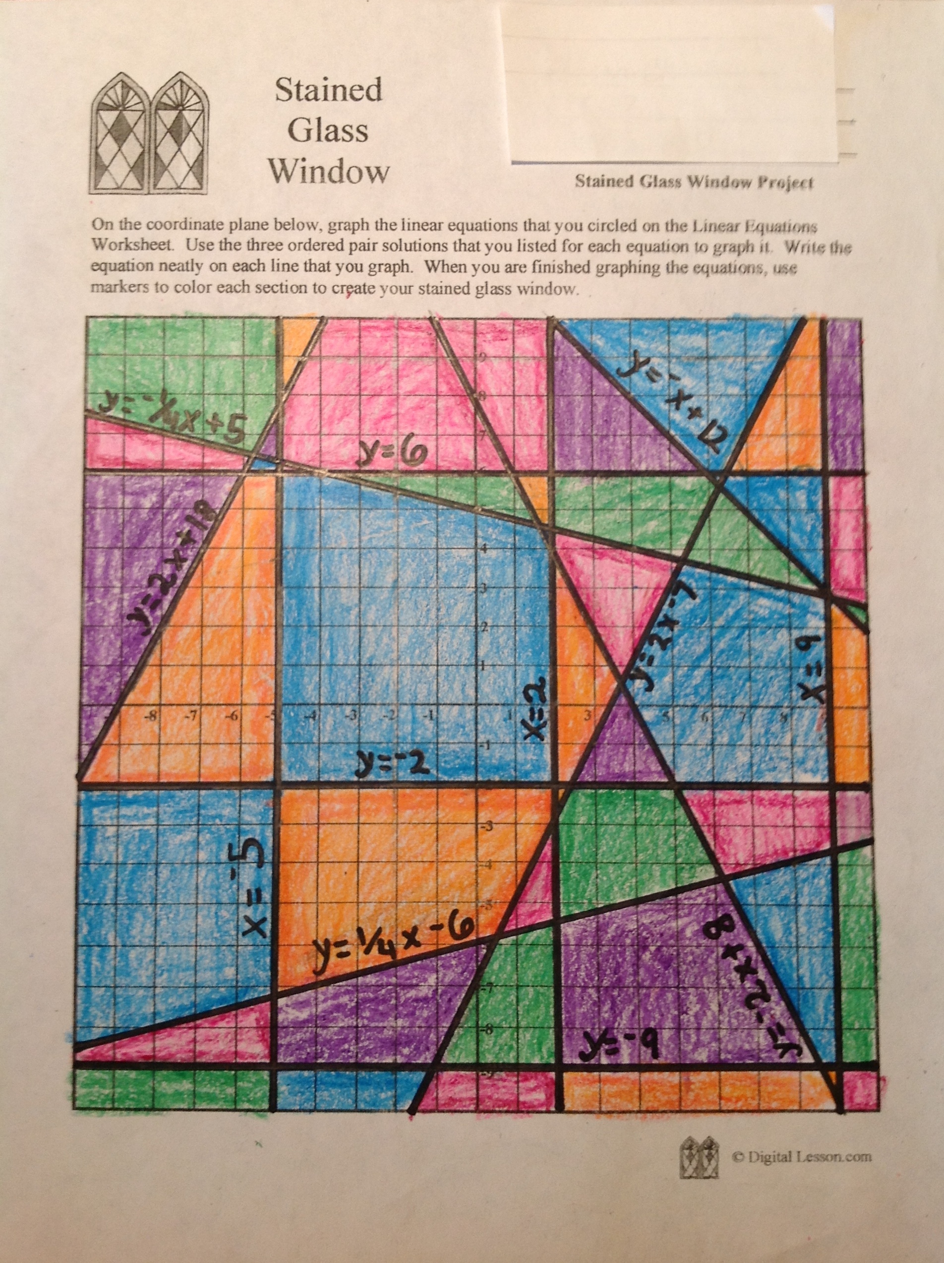 Stained Glass Blueprints Math Worksheet Answer Key